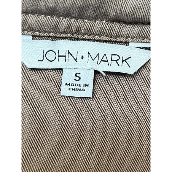 John Mark Women's Size Small Tan 1/4 Zip Long Sleeve Boho Print on Back Shirt - Picture 2 of 6